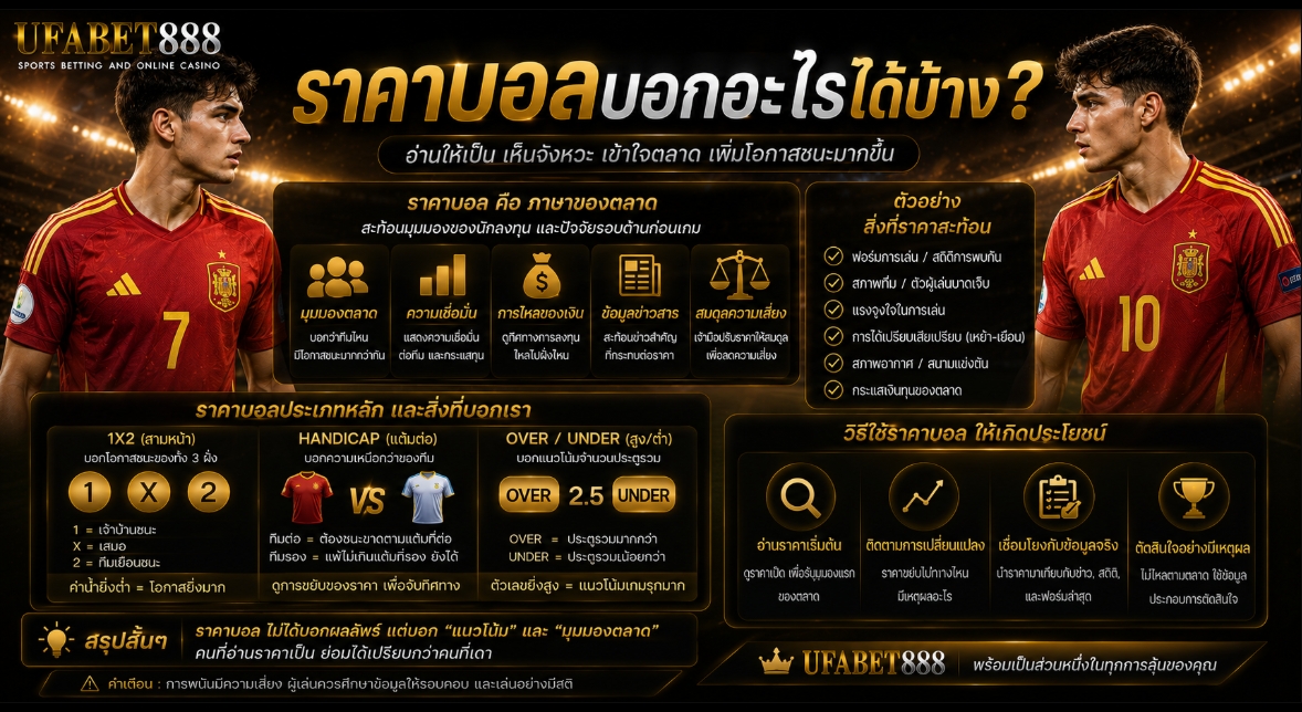 ราคาบอลบอกอะไรได้บ้าง ใช้ดูมุมมองตลาดและความเสี่ยงอย่างไร